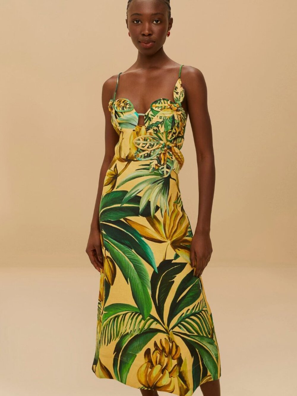Yellow Bananart 3D Bodice Midi Dress - Picture 1 of 9